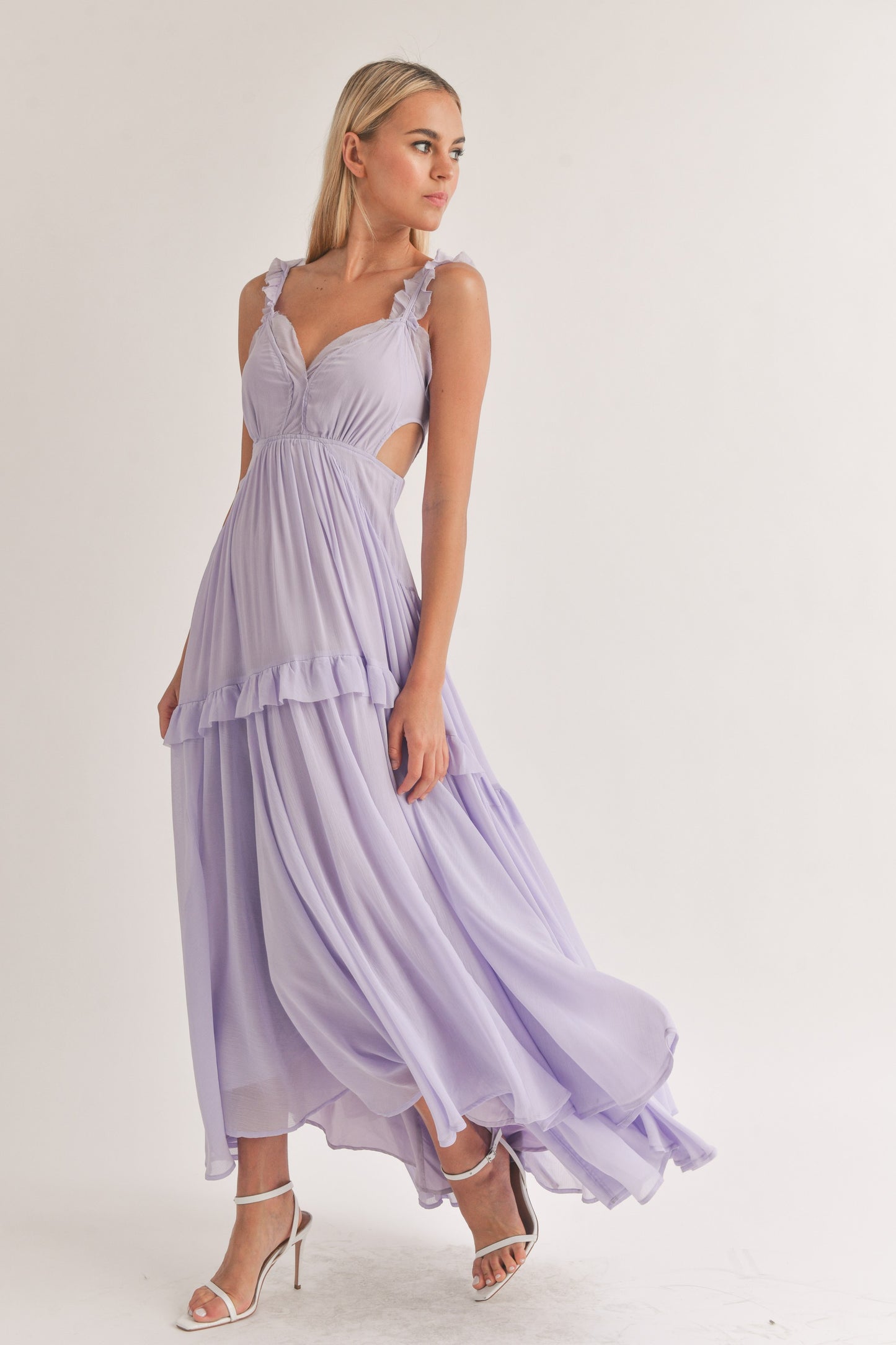 Lavender Chiffon Cutout Maxi Dress / blue crystal boutique / vestido purpura / vestido para usar en la playa / vestido para cruceros