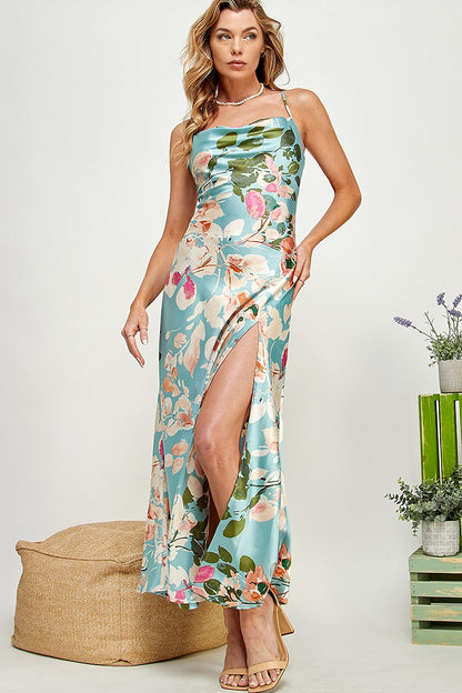 Floral Allure Satin Slip Dress