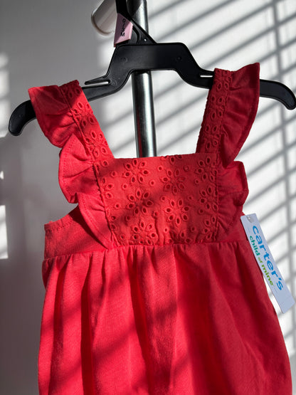 Romper Bebé Rojo con Bordado Inglés | Carter’s 0–3M