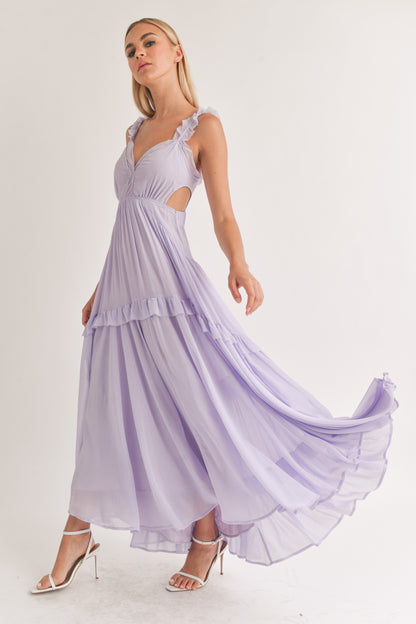 Lavender Chiffon Cutout Maxi Dress / blue crystal boutique / vestido de verano / vestido purpura / vestido con tiras 