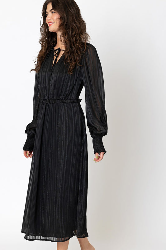 Enchanting Lurex Peasant Midi Dress