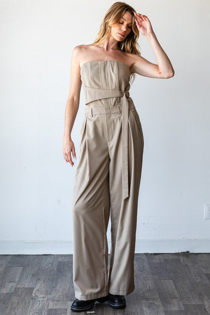 Taupe Pinnacle Bandeau Jumpsuit