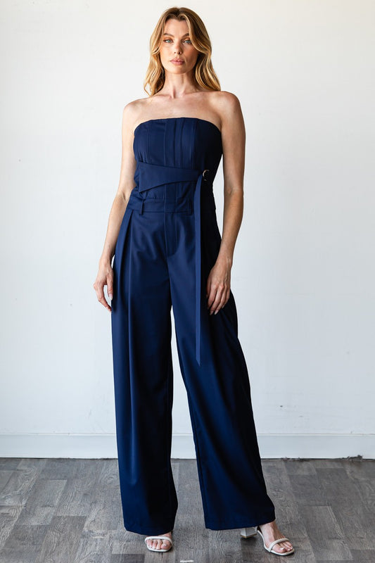 Navy Pinnacle Bandeau Jumpsuit