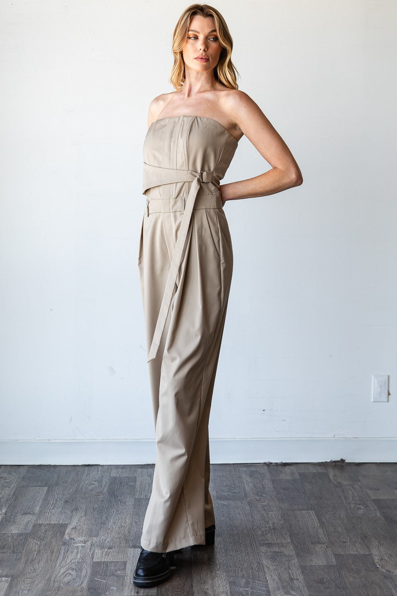 Taupe Pinnacle Bandeau Jumpsuit