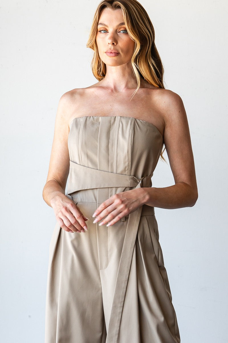 Taupe Pinnacle Bandeau Jumpsuit