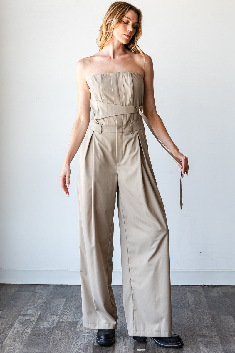 Taupe Pinnacle Bandeau Jumpsuit