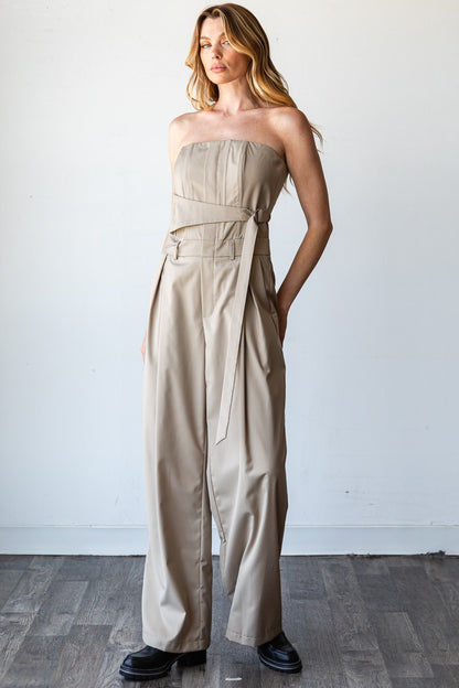 Taupe Pinnacle Bandeau Jumpsuit