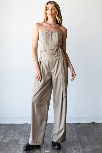 Taupe Pinnacle Bandeau Jumpsuit