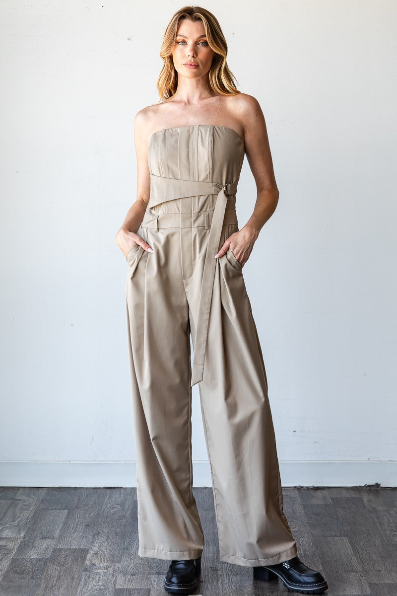 Taupe Pinnacle Bandeau Jumpsuit