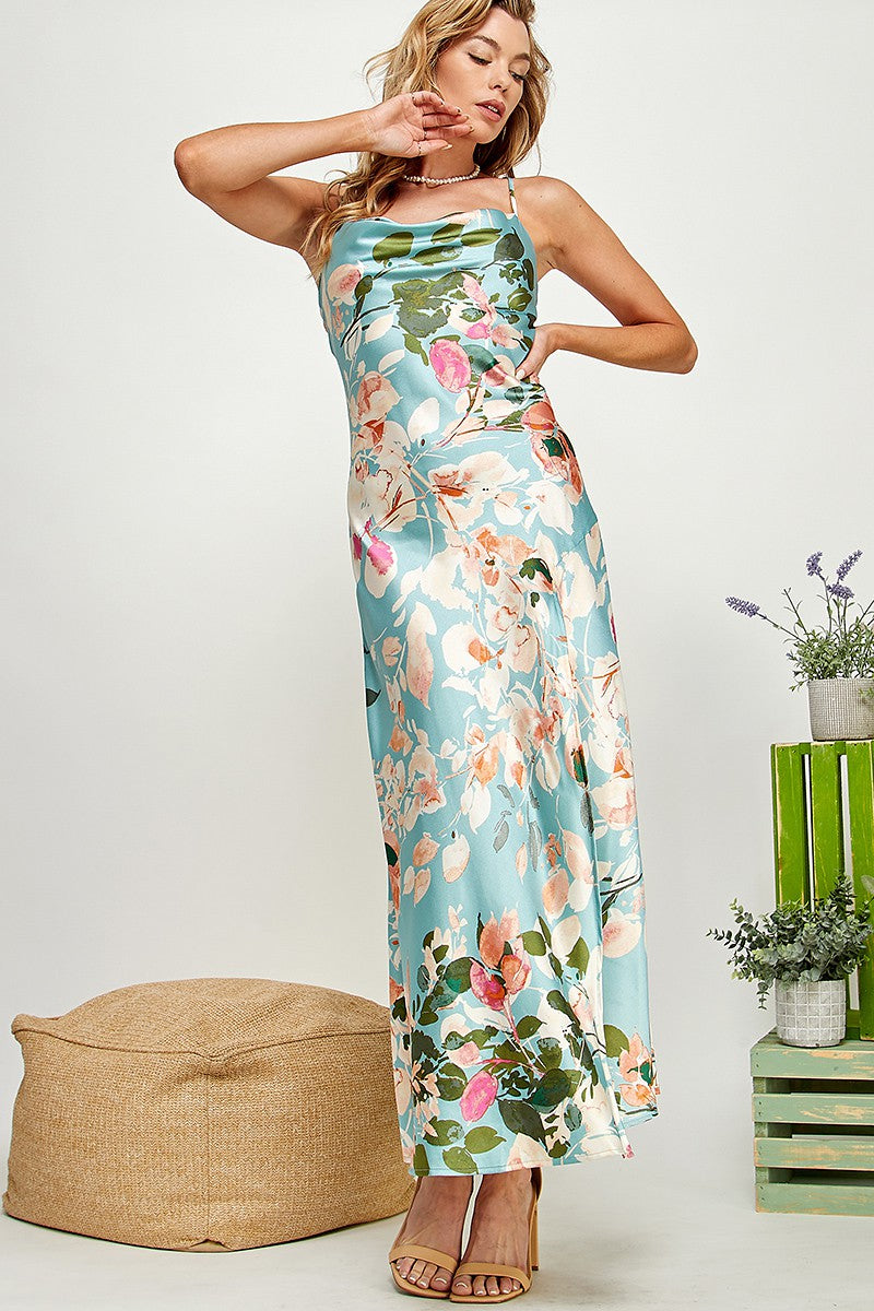 Floral Allure Satin Slip Dress