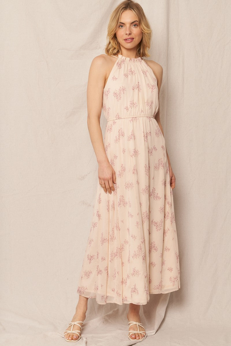 Blush Peony Halter Maxi Dress