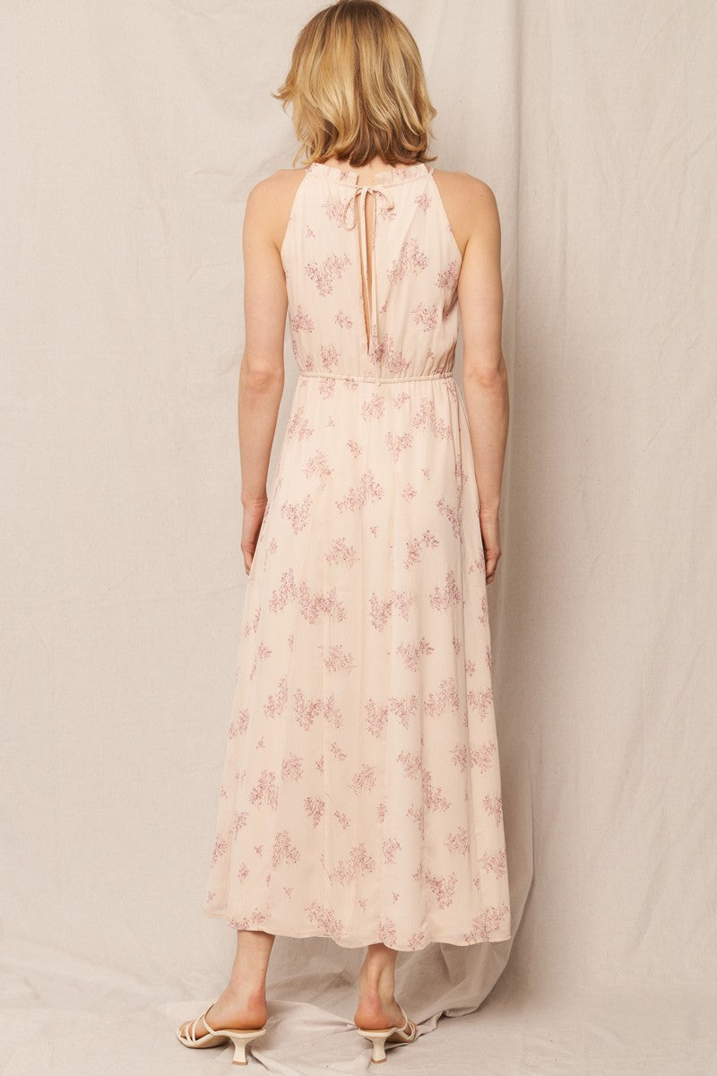 Blush Peony Halter Maxi Dress