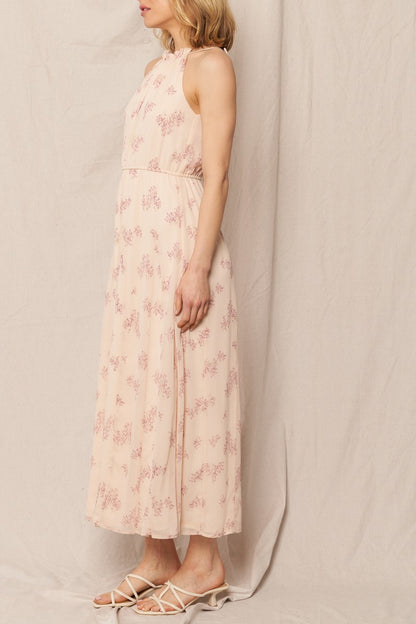 Blush Peony Halter Maxi Dress