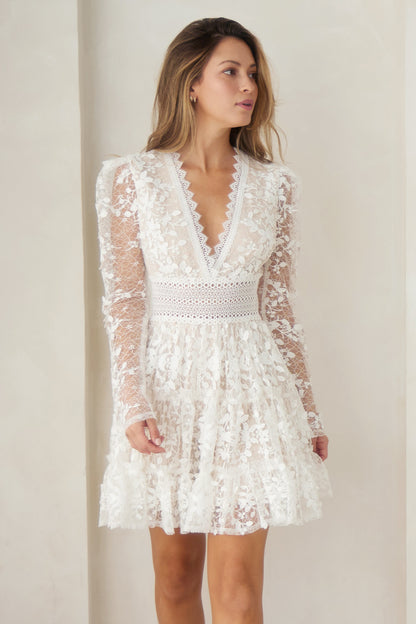 Crystal Lace Cascade Mini Dress