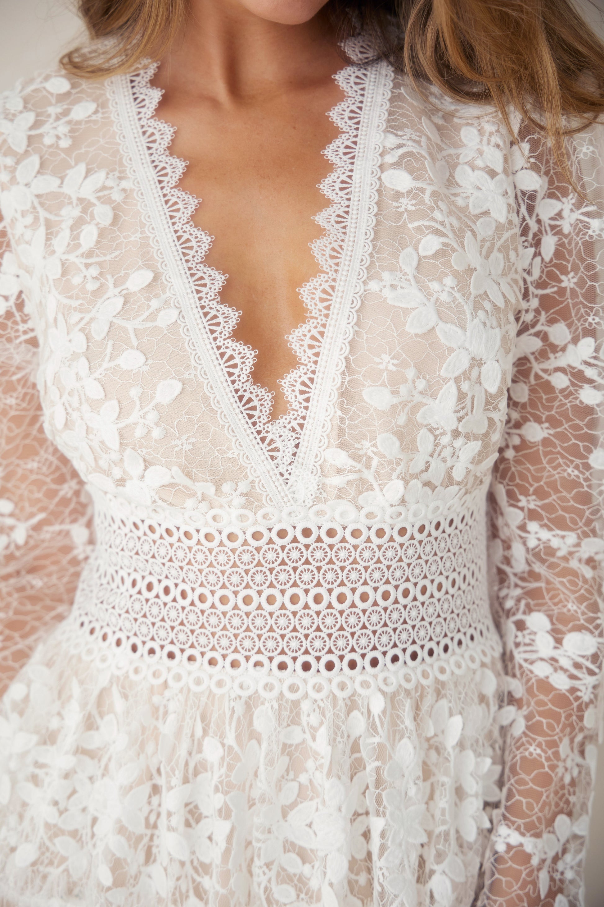 Crystal Lace Cascade Mini Dress