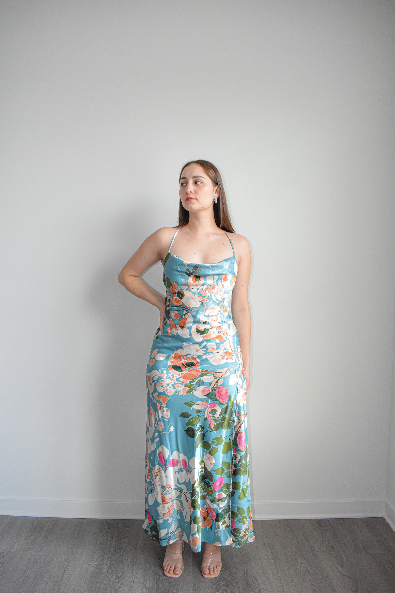 Floral Allure Satin Slip Dress