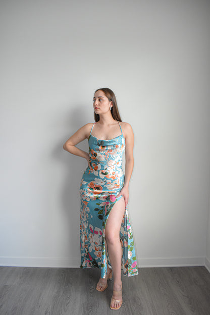 Floral Allure Satin Slip Dress