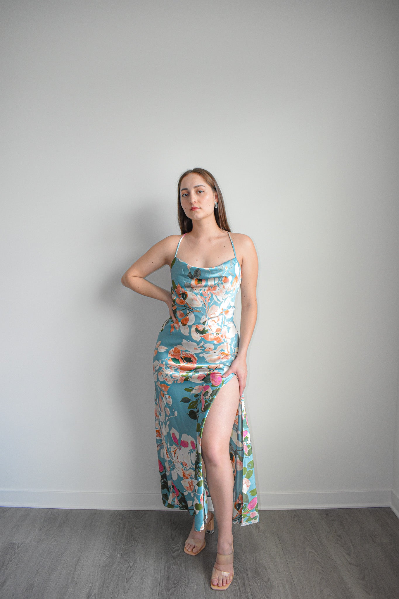 Floral Allure Satin Slip Dress