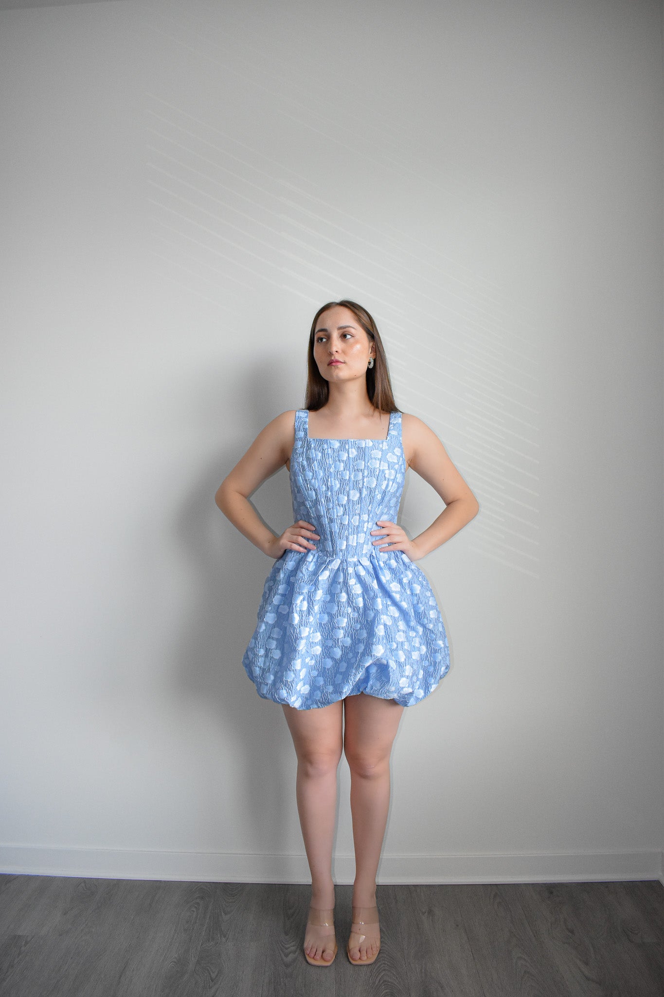 Sky Blue Flower Corset Mini Dress