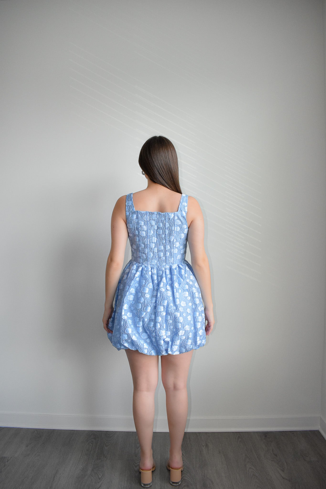 Sky Blue Flower Corset Mini Dress