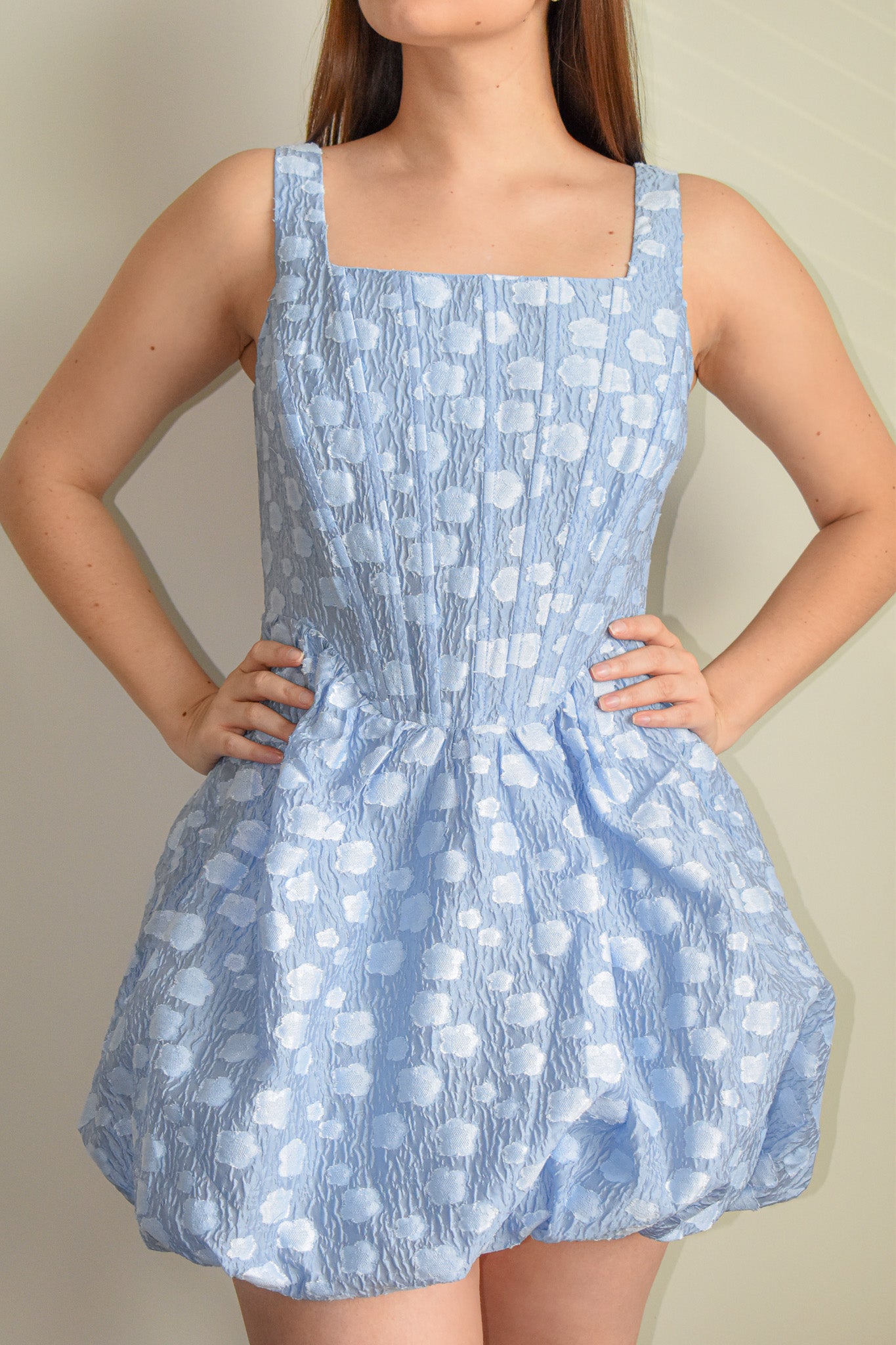 Sky Blue Flower Corset Mini Dress