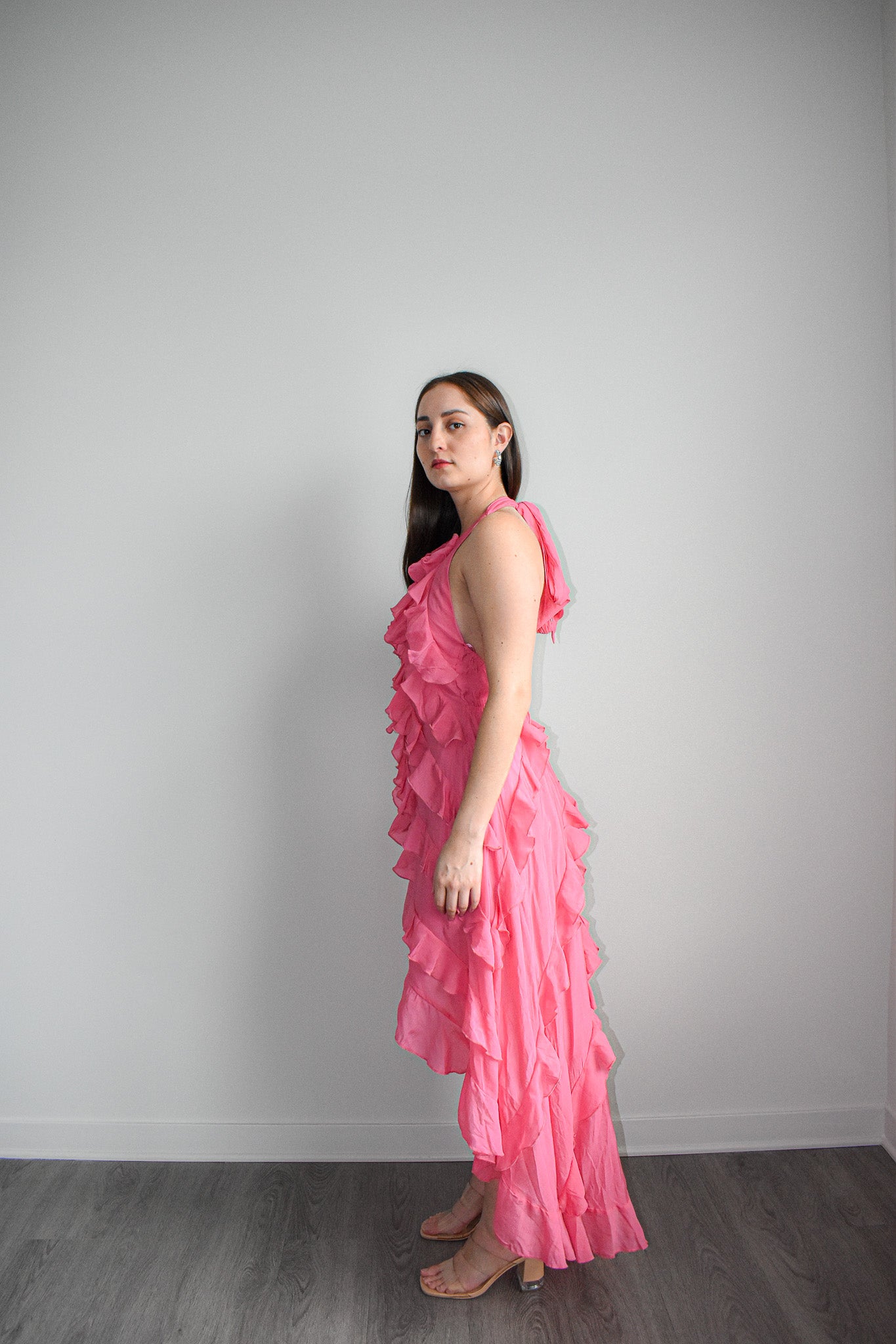 Pink Asymmetrical Maxi Dress