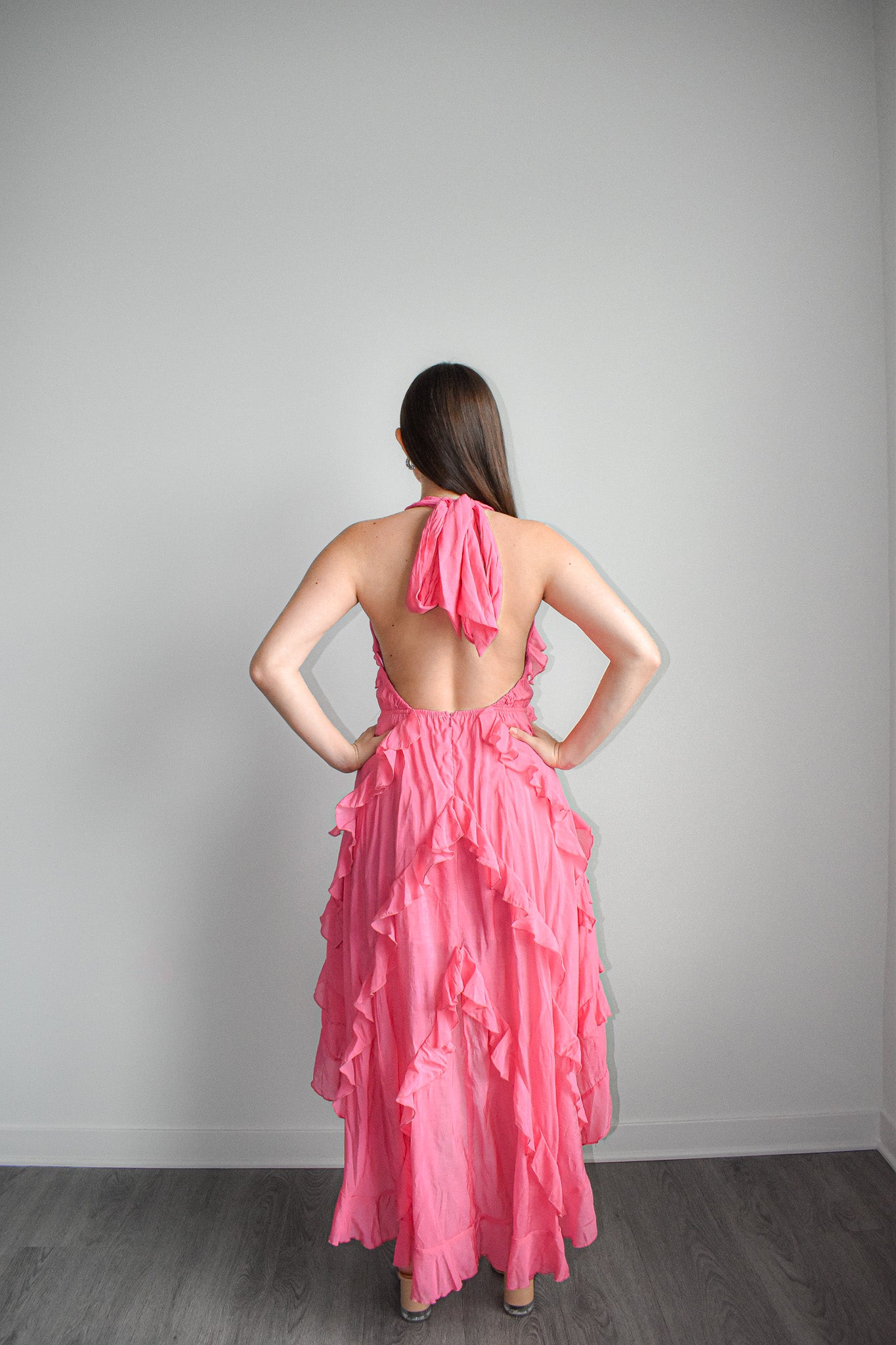 Pink Asymmetrical Maxi Dress