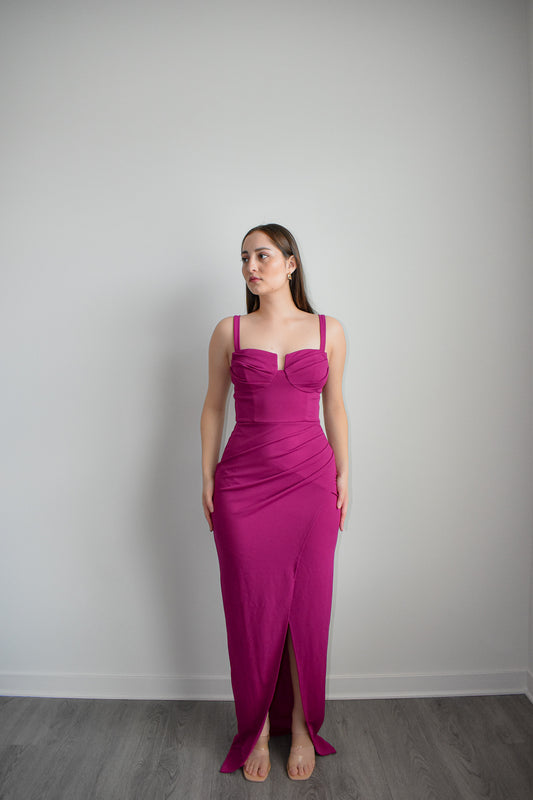 Magenta Bustier Top Maxi Dress