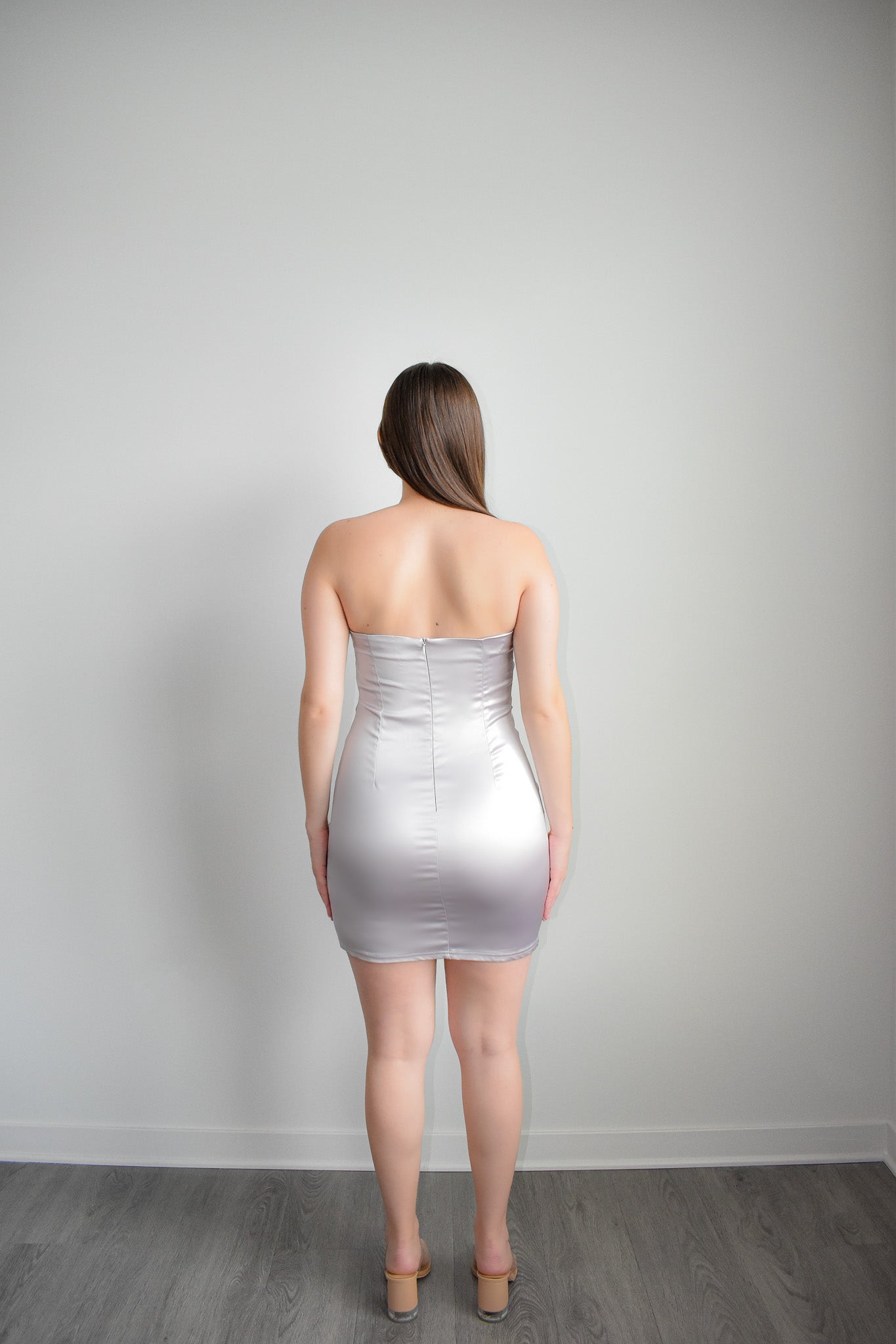 Grey Satin Mini Tube Dress