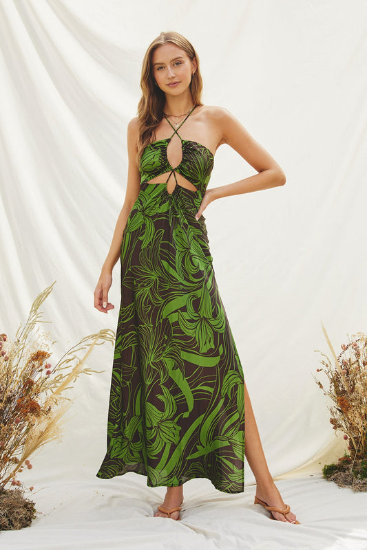 Green Summer Cutout Dress