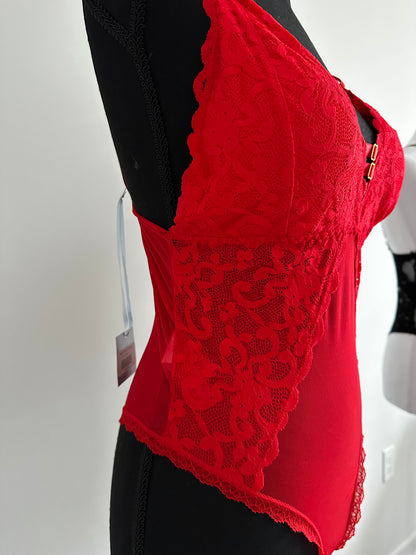 bodysuit / sexy / fashion /Red Floral Bodysuit