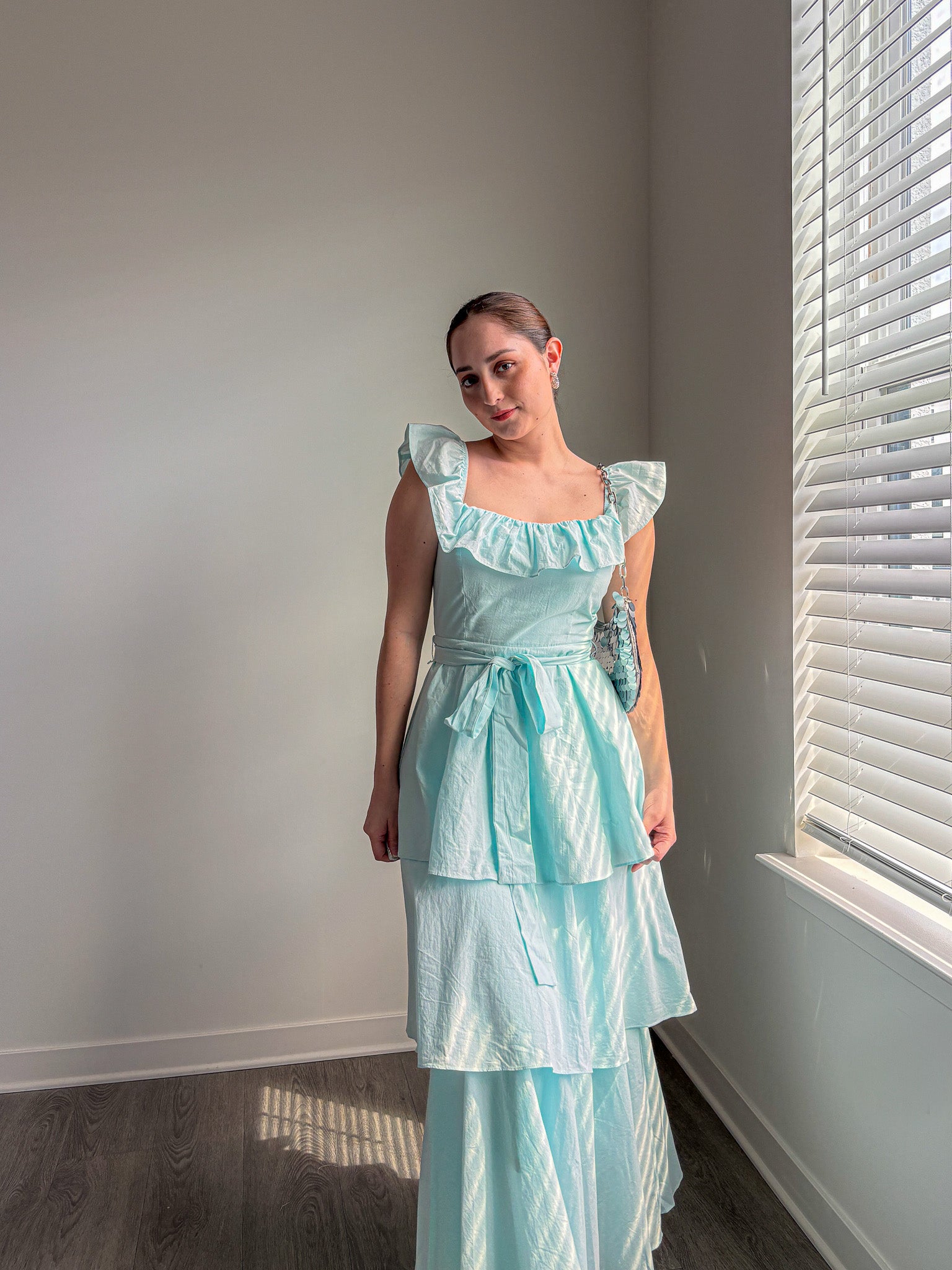 Mint Melody Square Neck Maxi Dress