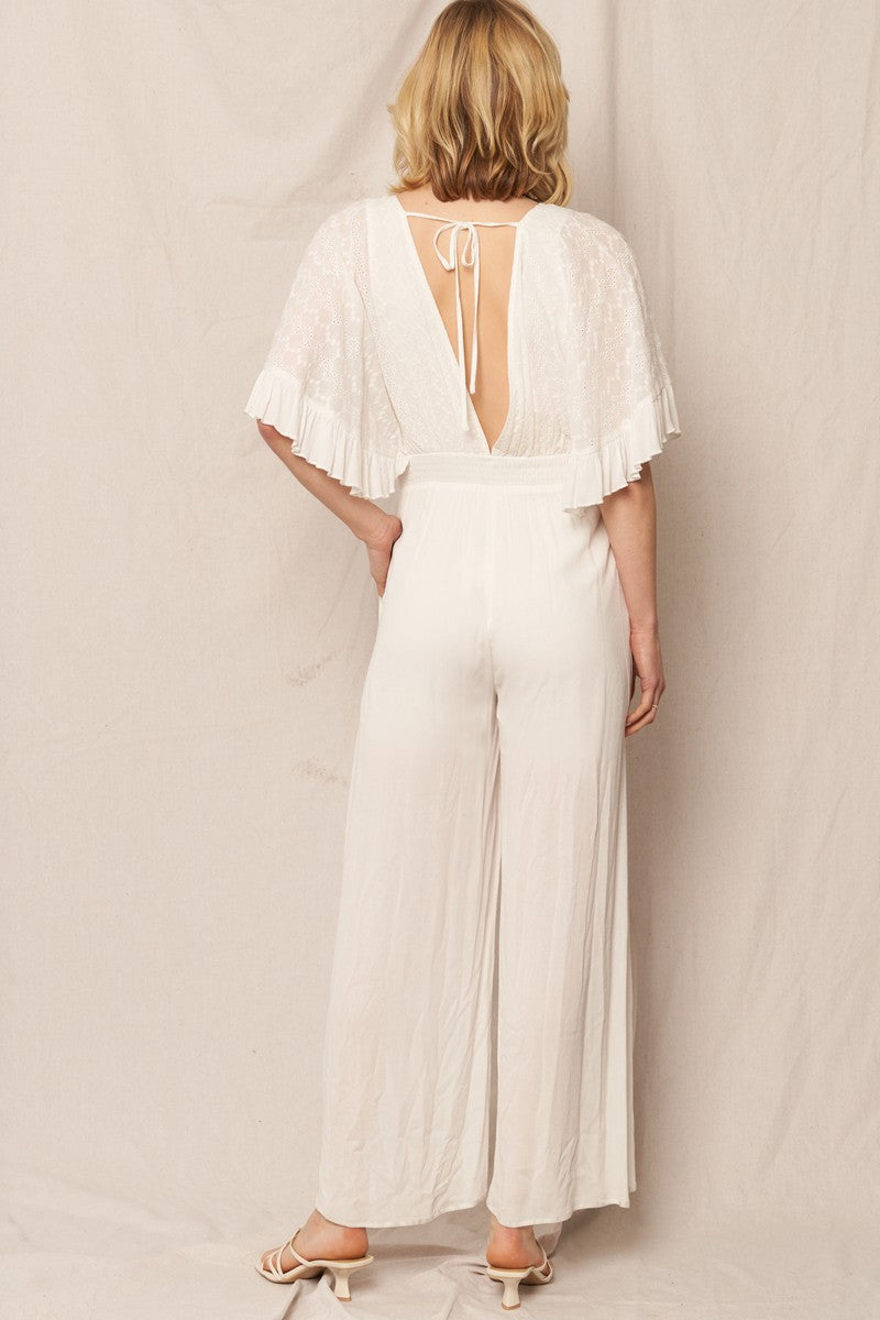 Isabella Eyelet V-Neck Jumpsuit