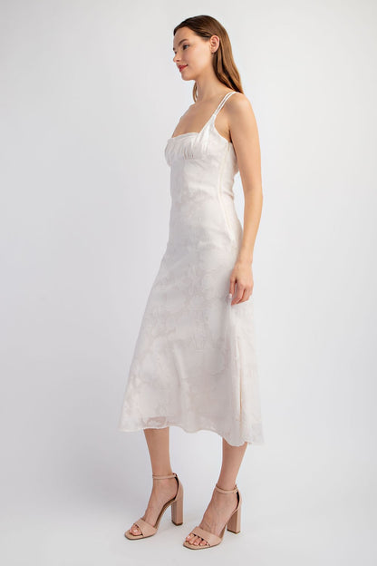 Ivory Satin Woven Midi