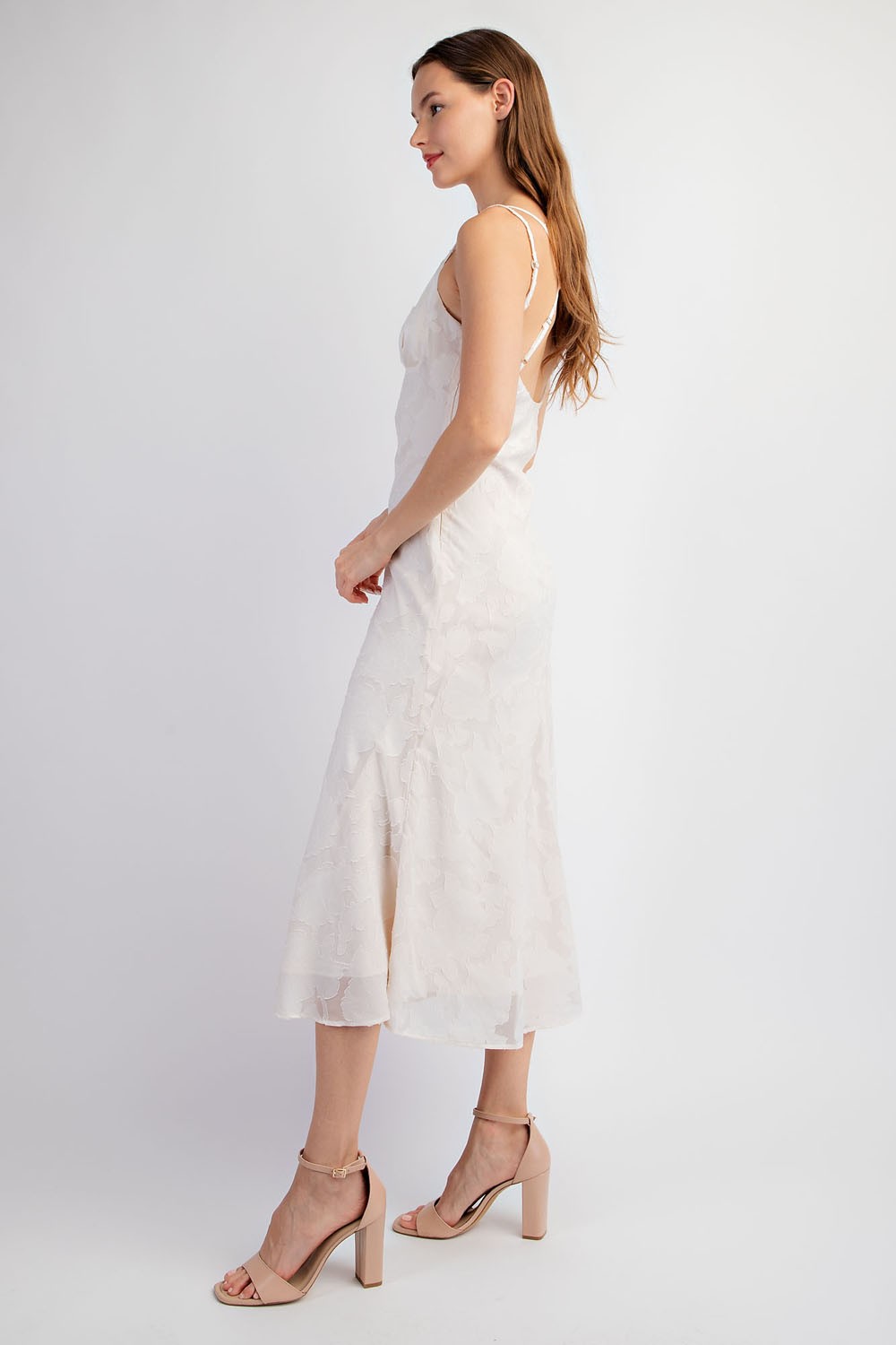 Ivory Satin Woven Midi