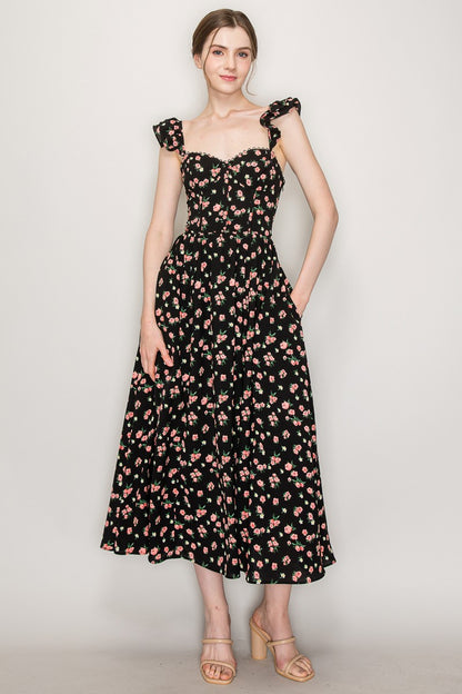 Lily Sweetheart Neck Midi Dress