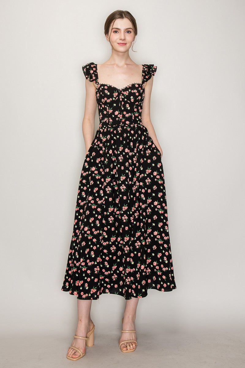 Lily Sweetheart Neck Midi Dress