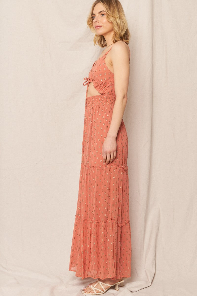 Aurora Metallic Polka Dot Maxi Dress