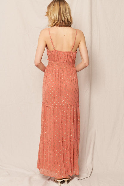 Aurora Metallic Polka Dot Maxi Dress