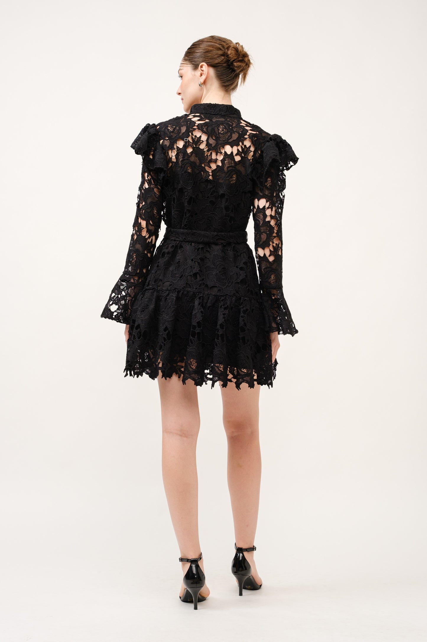 Noir Lace Butterfly Sleeve Mini Dress