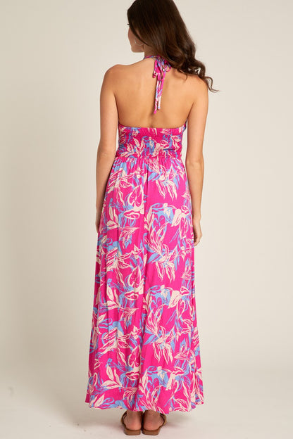 Pink Petal Halter Maxi Dress