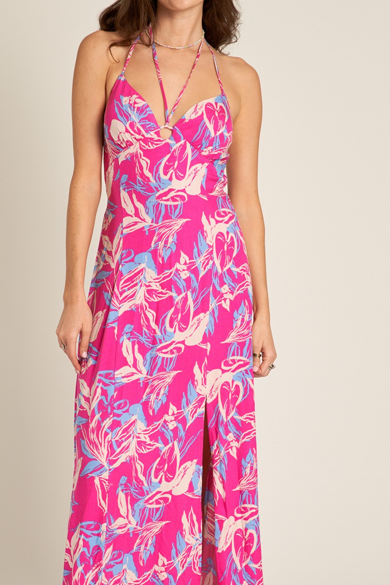 Pink Petal Halter Maxi Dress