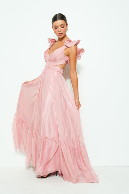 Princess Aurora Chiffon Ruffle Maxi Dress