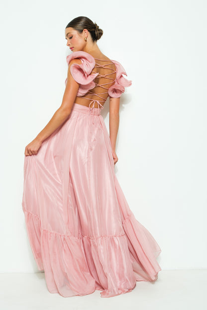 Princess Aurora Chiffon Ruffle Maxi Dress