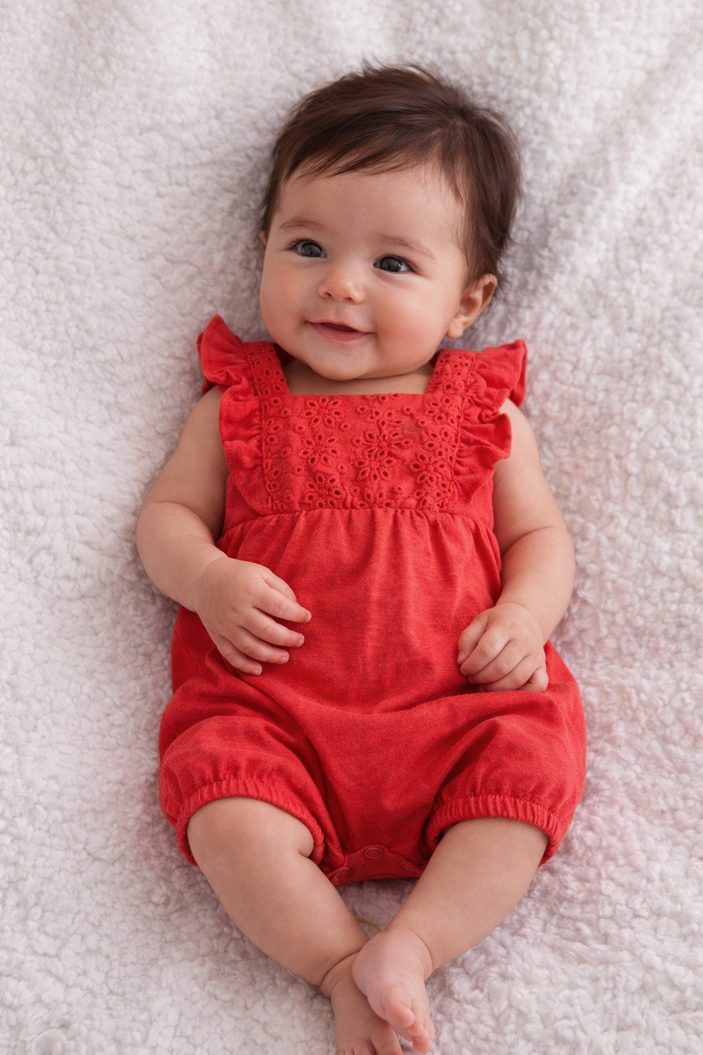 Romper Bebé Rojo con Bordado Inglés | Carter’s 0–3M