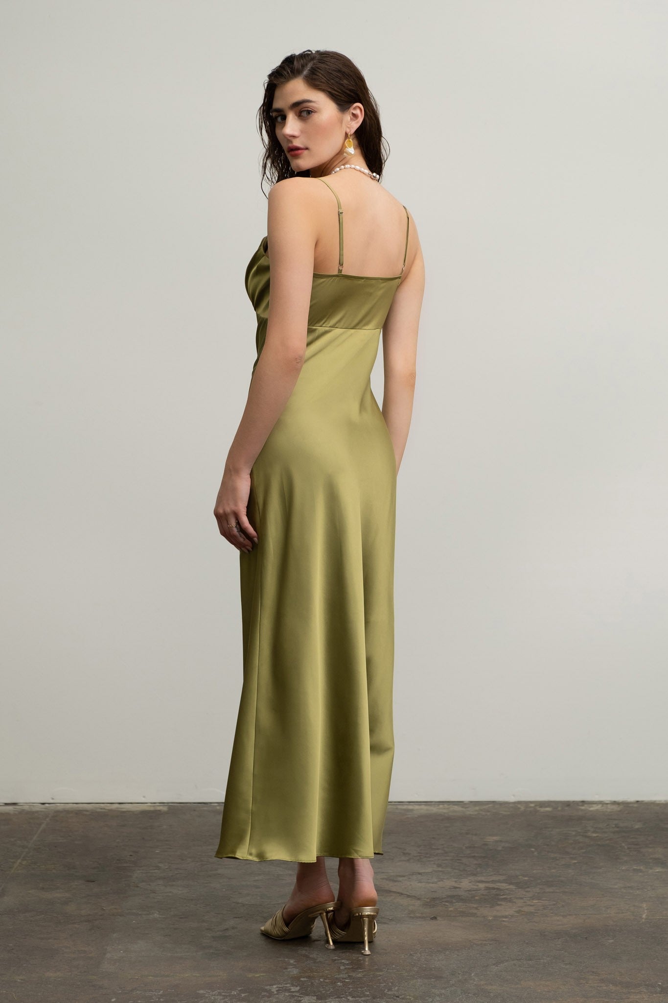 Rosette Satin Glamour Maxi Dress