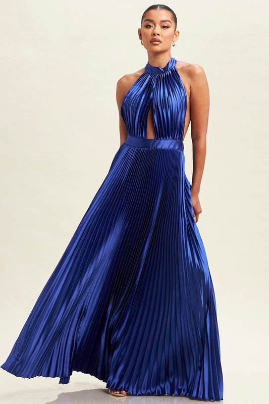 Royal Grace Satin Halter Dress