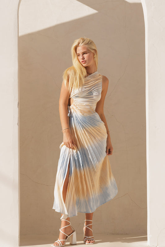 Sea Breeze Asymmetrical Pleat Dress