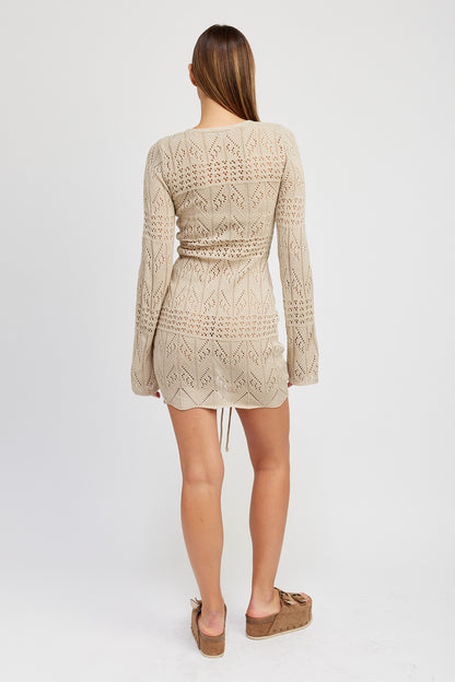 Seaside Crochet Ruched Mini Dress