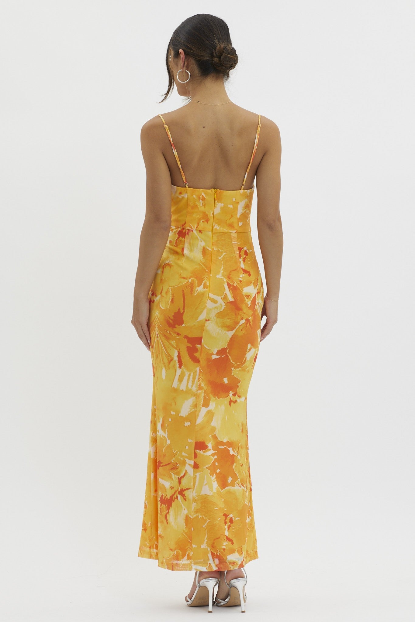 Yellow Floral Cut-Out Maxi Dress